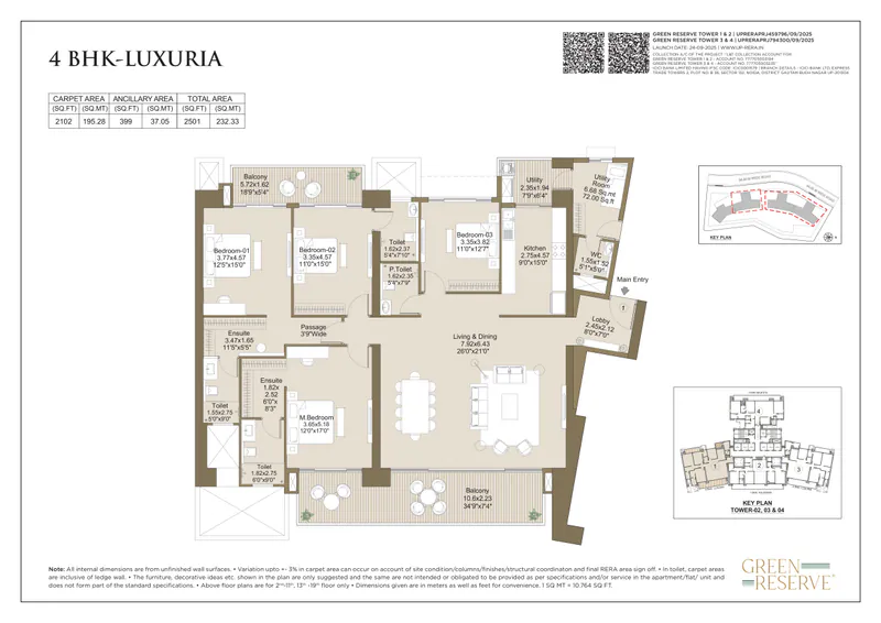 4 BHK Luxuria floor plan, L&T Green Reserve
