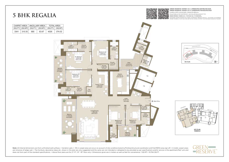 5 BHK Regalia floor plan, L&T Green Reserve