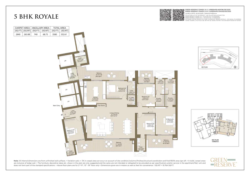 5 BHK Royale floor plan, L&T Green Reserve